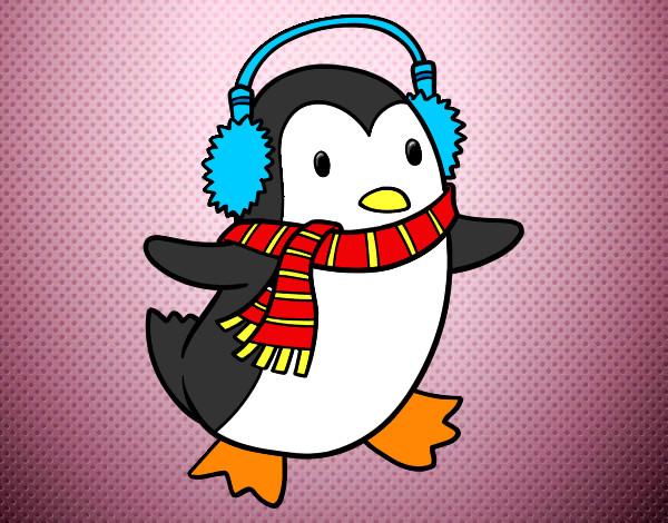 Dibujo Pingüino con bufanda pintado por Deelfi