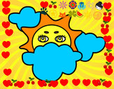 Dibujo Sol tapado pintado por alexa2007