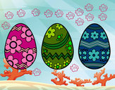 Dibujo Tres huevos de pascua pintado por primitiva