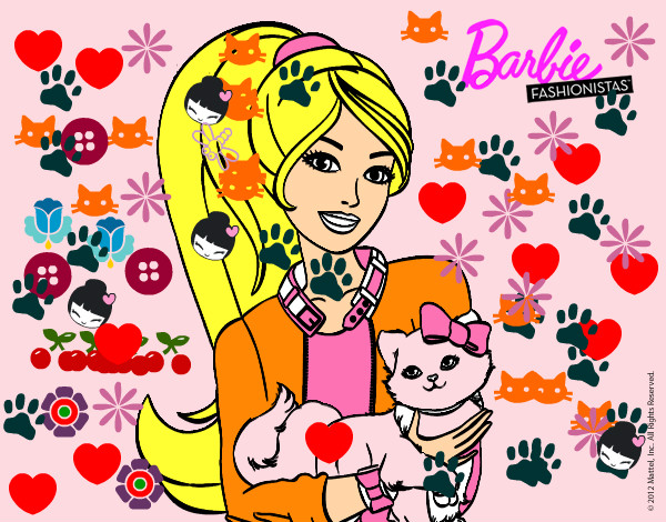 Dibujo Barbie con su linda gatita pintado por CAMILITAM