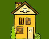 Dibujo Casa con corazones pintado por charito