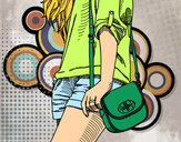 Dibujo Chica con bolso pintado por chilest