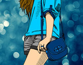 Dibujo Chica con bolso pintado por Laura-26