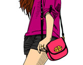 Dibujo Chica con bolso pintado por michelita1