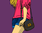Dibujo Chica con bolso pintado por MichelleGa