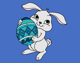 Dibujo Conejo con huevo de pascua pintado por charito