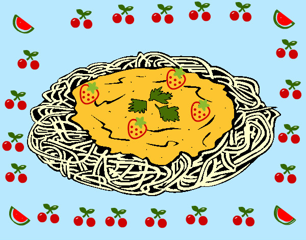 Dibujo Espaguetis con queso pintado por Miri2