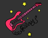 Dibujo Guitarra y estrellas pintado por jjbcardona