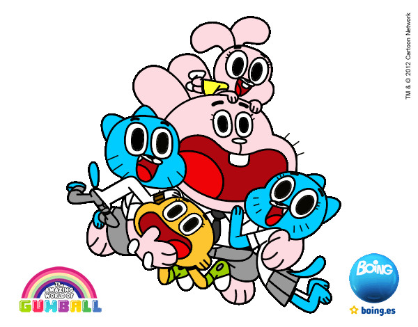 Dibujo Gumball y amigos contentos pintado por mximuss