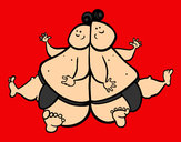 Dibujo Luchadores de sumo pintado por charito