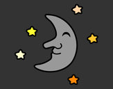 Dibujo Luna con estrellas pintado por charito