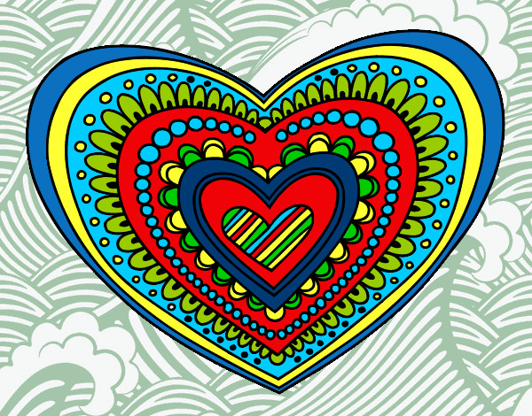 Dibujo Mandala corazón pintado por yeyekita