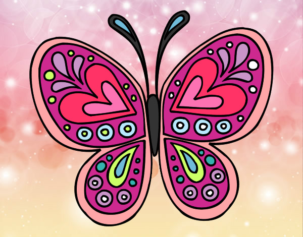 Dibujo Mandala mariposa pintado por chilest