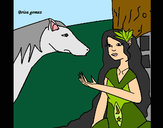 Dibujo Princesa y caballo 1 pintado por charito