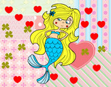 Dibujo Sirena con los brazos en la cardera pintado por missxv