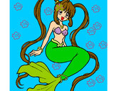 Dibujo Sirena con perlas pintado por allimey