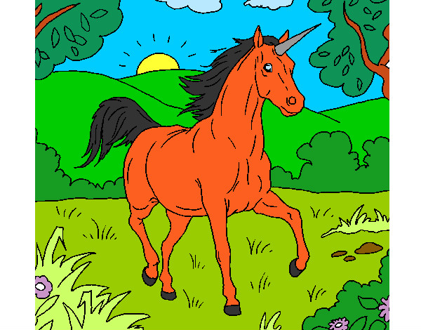 Dibujo Unicornio corriendo pintado por chilest