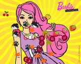 Dibujo Barbie con su vestido con lazo pintado por maitee