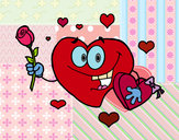 Dibujo Corazón con caja de bombones pintado por macheli