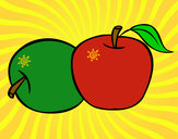 Dibujo Dos manzanas pintado por macheli