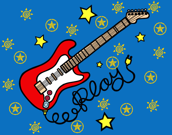 Dibujo Guitarra y estrellas pintado por luu42