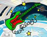 Dibujo Guitarra y estrellas pintado por viku