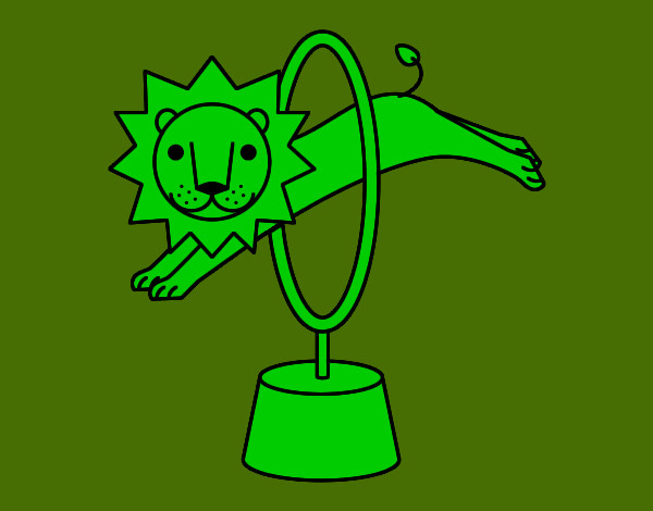 Dibujo León saltando pintado por gusta