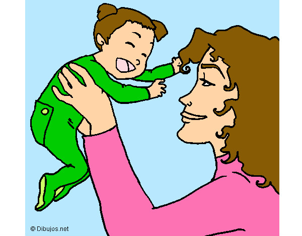 Dibujo Madre con su bebe 1 pintado por Milucha16