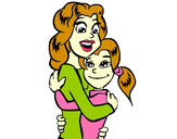 Dibujo Madre e hija abrazadas pintado por vane14