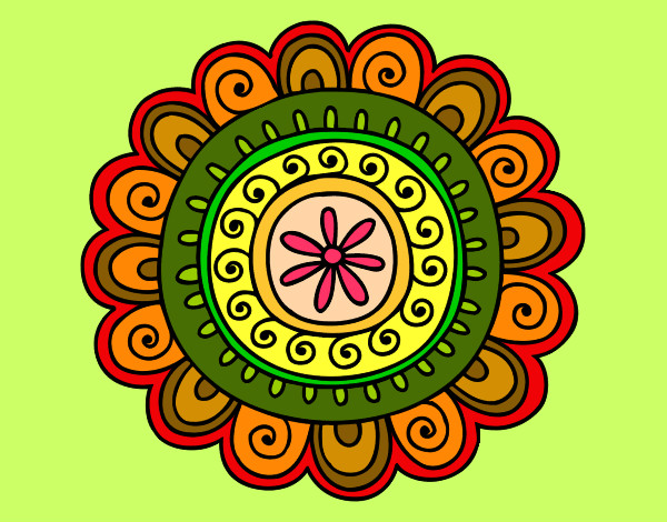 Dibujo Mandala alegre pintado por abus
