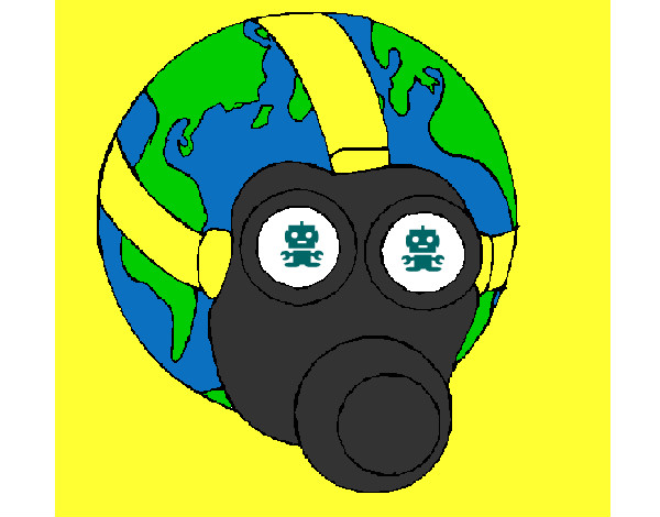 Dibujo Tierra con máscara de gas pintado por jhonatanja