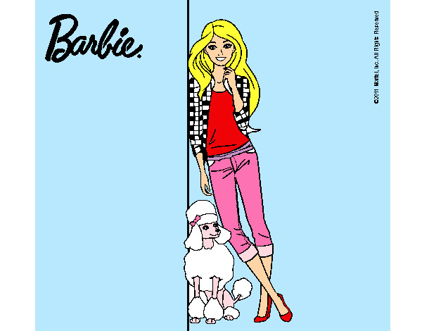 Dibujo Barbie con cazadora de cuadros pintado por brenjacqui