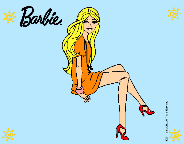 Dibujo Barbie sentada pintado por brenjacqui