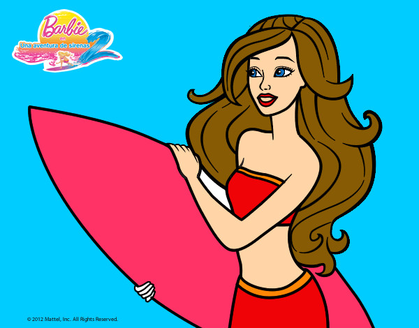 Dibujo Barbie va a surfear pintado por Anusca