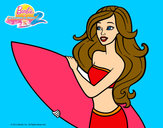 Dibujo Barbie va a surfear pintado por Anusca