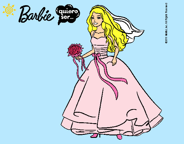 Dibujo Barbie vestida de novia pintado por brenjacqui