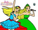Dibujo Barbie y la princesa cantando pintado por LuliTFM