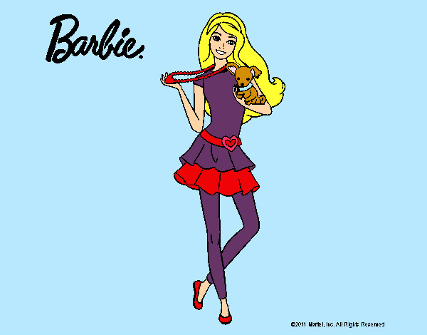Dibujo Barbie y su mascota pintado por brenjacqui