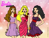 Dibujo Barbie y sus amigas vestidas de fiesta pintado por brenjacqui