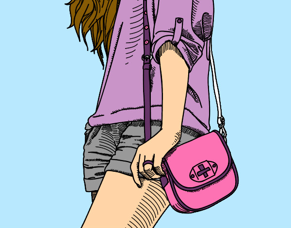 Dibujo Chica con bolso pintado por milyjb