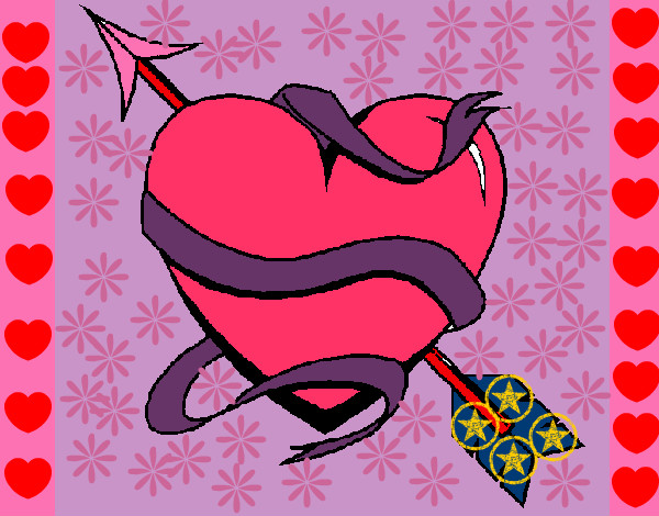 Dibujo Corazón con flecha pintado por camigris