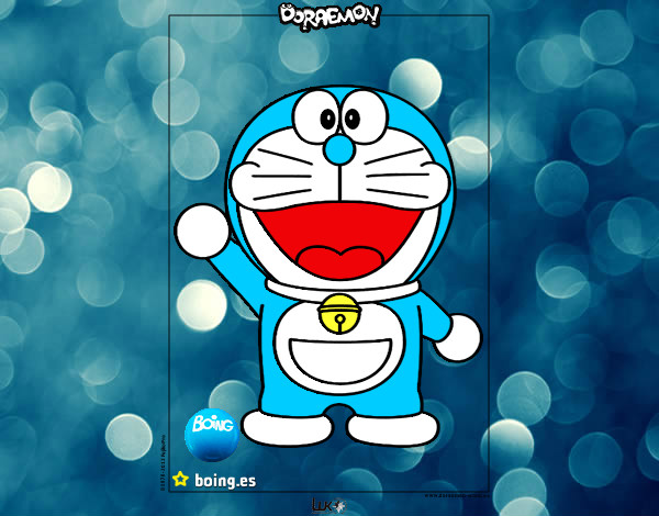 Dibujo Doraemon pintado por espejo