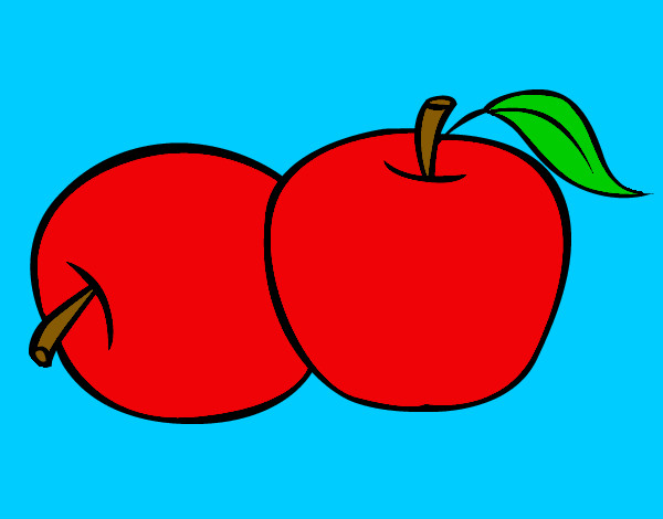 Dibujo Dos manzanas pintado por cotiza