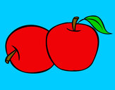 Dibujo Dos manzanas pintado por cotiza