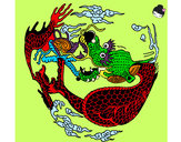 Dibujo Dragón en bola pintado por Virvi