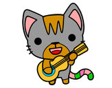 Dibujo Gato guitarrista pintado por Esti8