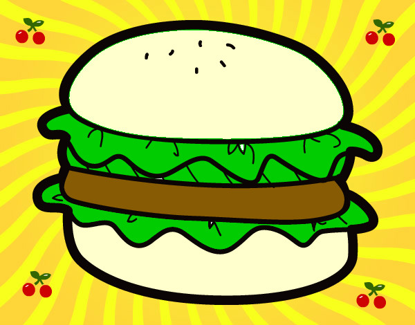 Dibujo Hamburguesa con lechuga pintado por nickbame