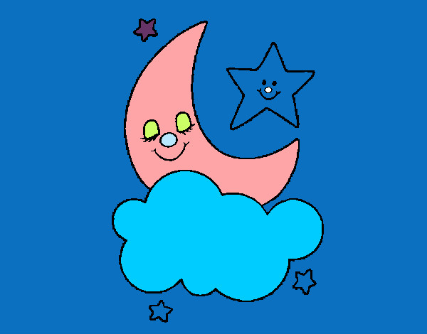 Dibujo Luna y estrellas pintado por DannyaG