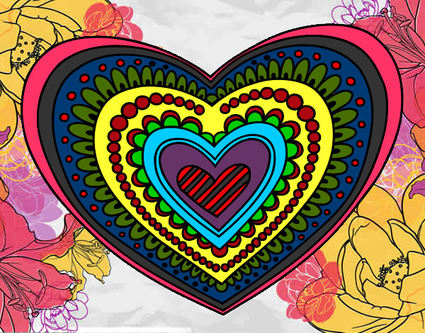 Dibujo Mandala corazón pintado por maria333