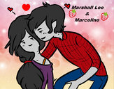 Dibujo Marshall Lee y Marceline pintado por Flomacy12